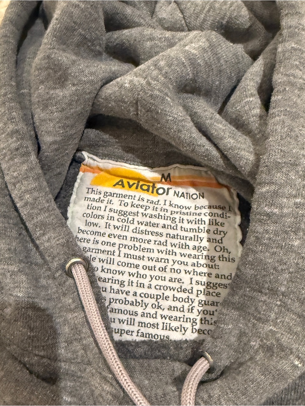 Aviator Nation Gray Hoodie with Rainbow Mountain Graphic - Picture 5 of 6